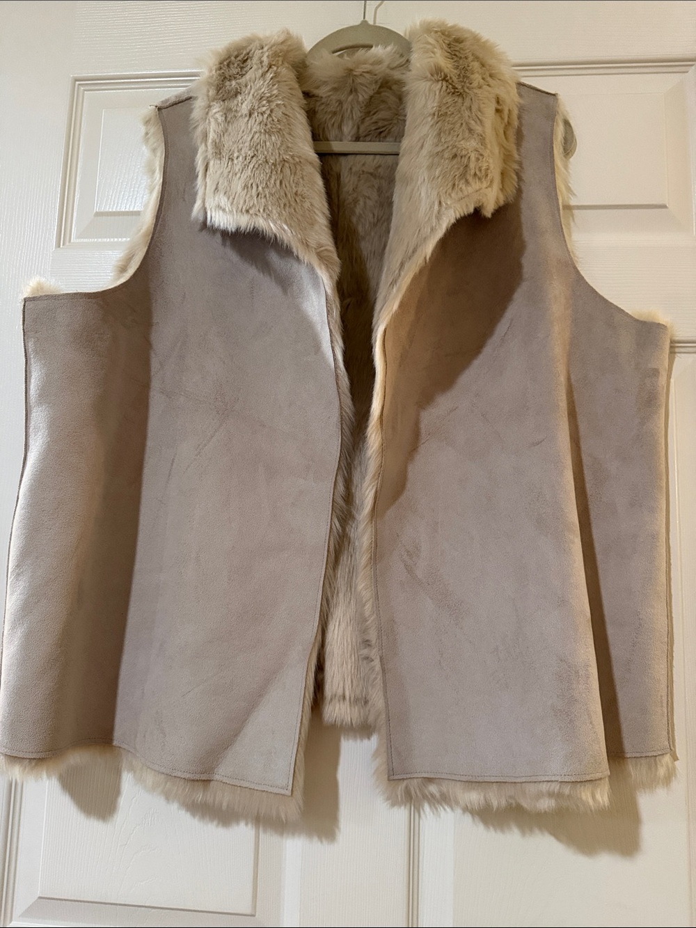 Faux Shearling Vest in Light Taupe